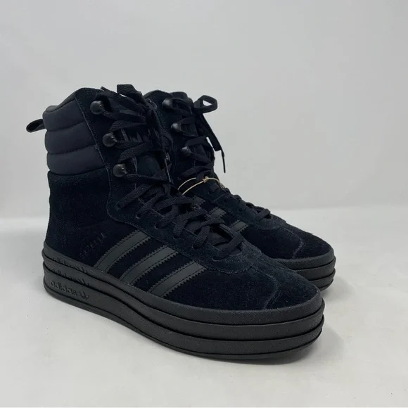 Adidas Gazelle High Boots Triple Black Women’s Athletic Sneakers ID6983 - NWT - Picture 5 of 14